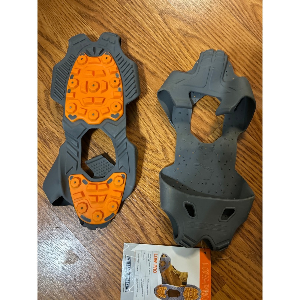Winter Walking Low-Pro Ice Cleats JD6610 Tungsten Studs Traction Gray‎ Orange XL